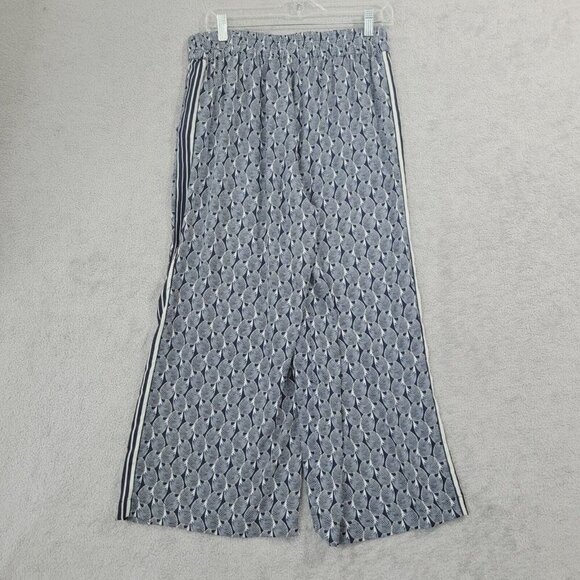 NWOT Max Studio Womens M Blue & White Patterned Crop Wide Leg Pants - Picture 2 of 8